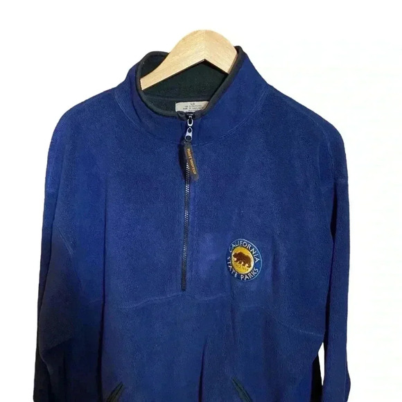 VGT MOST WANTED Fleece Jacket Coat Half Zip Pullover Navy Blue Size LG - Picture 2 of 16